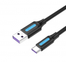 Кабел USB3.1 Type C Мъжко към USB Мъжко 0.5m Черен Vention CORBD 5A Charging Cable USB Type C - USB , снимка 1 - USB кабели - 36500534