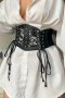Корсет колан от еко кожа с дантела и връзки, снимка 4