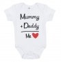 Памучно бебешко боди Mummy +daddy, За момче,  18- 24 месеца, Бяло, снимка 1 - Бодита за бебе - 40154548