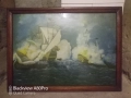 Голяма стара картина морска битка., снимка 1