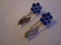 Две дамски брошки игли син кристал сребърно покритие , снимка 3