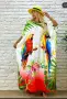 - 50 % дамска макси Рокля с папагали, one size, снимка 1