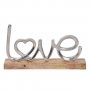 Подарък за Св.Валентин от кован метал "Любов" сребърна с дървена основа , снимка 1