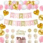 Нова Декорация Розови златни Бели балони Украса Рожден ден Парти, снимка 1