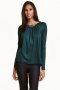 Тъмно зелена дамска блузка с метален детайл, снимка 1 - Блузи с дълъг ръкав и пуловери - 29659918