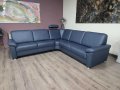 Син кожен ъглов диван Vercelli Belvita, снимка 4
