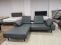 Синьо-зелен кожен ъглов диван "LS - HUKLA" - ест. кожа, снимка 1 - Дивани и мека мебел - 39688147
