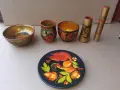 Рисувани дървени съдове ХОХЛОМА - 6 броя , Русия , СССР, снимка 2