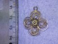СТАРИННА ФИЛИГРАННА ПОСРЕБРЕНА МЕДНА ВИСУЛКА МЕДАЛЬОН ЧЕТИРИЛИСТНА ДЕТЕЛИНА РЪЧНА ИЗРАБОТКА 40092, снимка 8