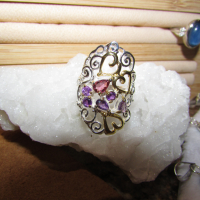 сребърен пръстен с натурален родолит №247, снимка 1 - Пръстени - 44673825