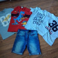 Детски лот къси дънкови панталони и тениски на H&M и LC WAIKIKI , снимка 1 - Детски тениски и потници - 34133311