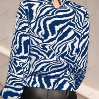 Дамска тъкана блуза с дълъг ръкав с принт на зебра, 2цвята - 023, снимка 5 - Блузи с дълъг ръкав и пуловери - 39378284