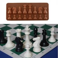 шах кон пешки шахматни 16 бр силиконов молд форма шоколад тесто фондан желе гипс и др, снимка 4 - Форми - 17437037