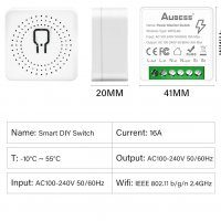 Tuya Smart / Smart Life WiFi 16A мини-превключвател без/със енергиен отчет, снимка 11 - Друга електроника - 39232228