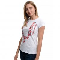 Нова дамска бяла тениска с трансферен печат Шевица, Етно мотив, България, снимка 8 - Тениски - 29964888