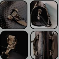 Дамска чанта с декорация от змийска кожа, снимка 4 - Чанти - 40877824