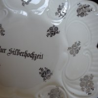 Автентична фруктиера със сребърни орнаменти , фин релефен порцелан. Бавария Johann Seltmann Vohenstr, снимка 5 - Аксесоари за кухня - 44406405