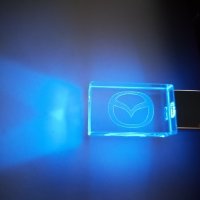 Светеща УСБ USB flash флаш памет стъкло с емблема на марка кола автомобил джип мотор + Подарък, снимка 9 - Аксесоари и консумативи - 30592696