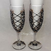 Рисувани чаши за бяло вино, снимка 13 - Чаши - 31935503