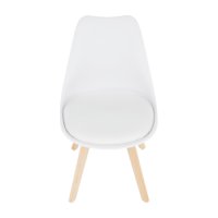  Промо! Стол от бяла екологична кожа, крака от бук Бали 48х56х81см, снимка 1 - Столове - 42883521