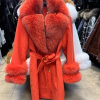 Дамско луксозно палто кашмир вълна и лисица код 281, снимка 1 - Палта, манта - 40314440