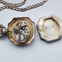 Дамски сребърен часовник със сребърна верижка, снимка 7 - Дамски - 31485479