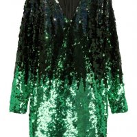 Зелена празнична рокля H&M с пайети, снимка 1 - Рокли - 35123443