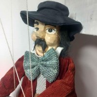 Дървена кукла на конци /марионетка , уникат в перфектно състояние, снимка 8 - Антикварни и старинни предмети - 40294976