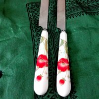 Ножове с порцеланови дръжки, снимка 1 - Прибори за хранене, готвене и сервиране - 37815204