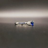 Сребърен пръстен проба 0.925 със сапфир и цирконии, снимка 3 - Пръстени - 30406059