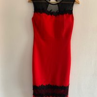 Много красива червена рокля с черна дантела, снимка 1 - Рокли - 29085304
