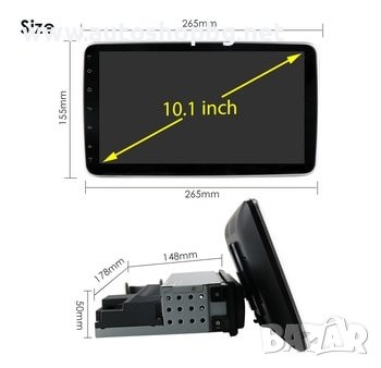 Универсална 1-DIN 10" мултимедия с Android GPS WiFi 360° с въртящ дисплей, снимка 1