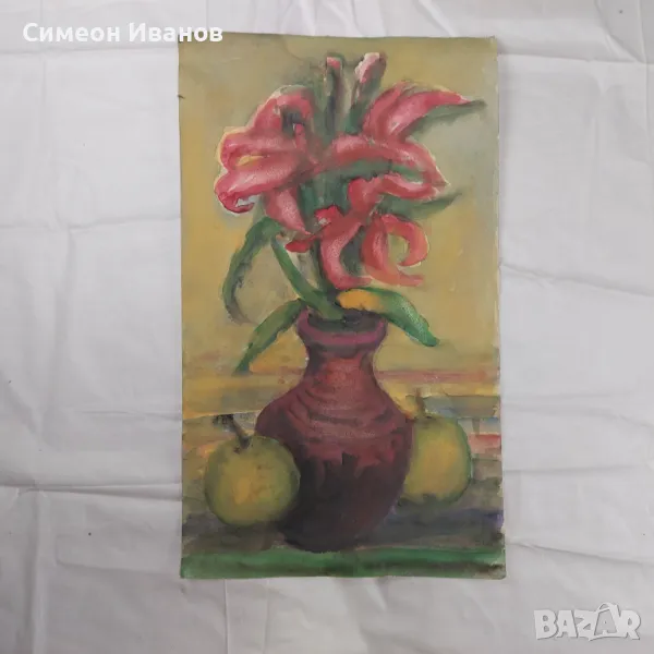 Интересна стара картина акварел натюрморт SG2022, снимка 1
