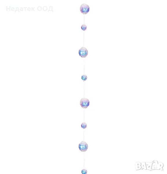 Коледни, Декоративни, Висящи топки, Сребро, 100 см, снимка 1