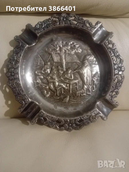 Посребрен ретро пепелник , снимка 1