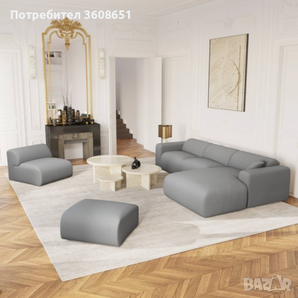 Голям правоъгълен диван MYRA от тъкан плат, снимка 1