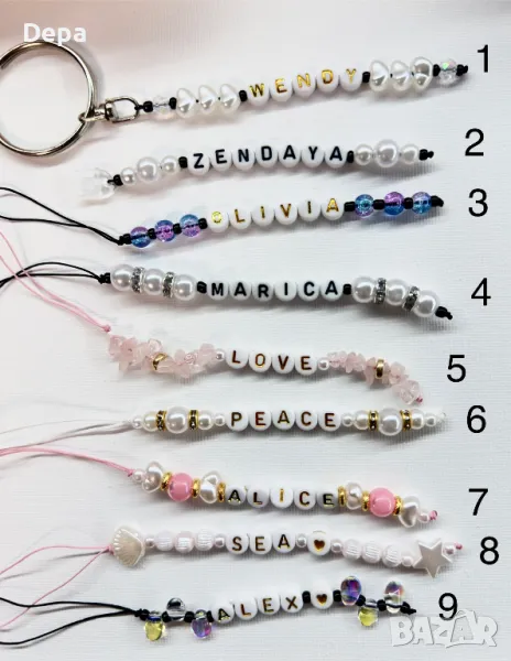 Ръчно изработена висулка за телефон / ключодържател / украшение за телефон / Type C, с име по избор, снимка 1