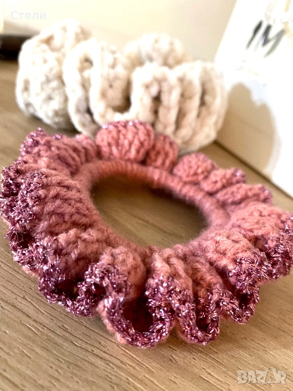  Ръчно плетено скрънчи за коса, снимка 1