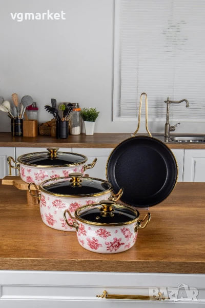 Комплект тенджери и тиган Bonera Academia Liliuyum Belly 7 части, снимка 1