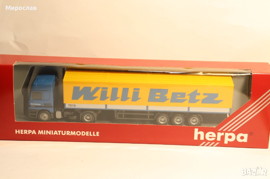 HERPA 1:87 H0 MERCEDES WILLI BETZ КАМИОМН МОДЕЛ КОЛИЧКА, снимка 1