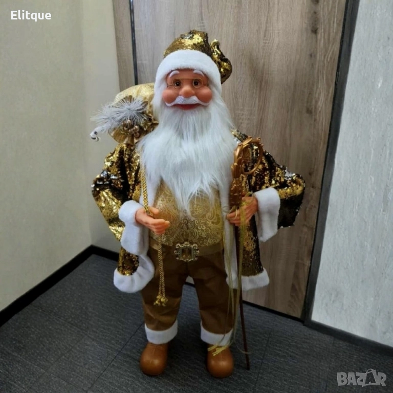Луксозна коледна фигура Дядо Коледа в златно (50 / 70 / 90 см), снимка 1