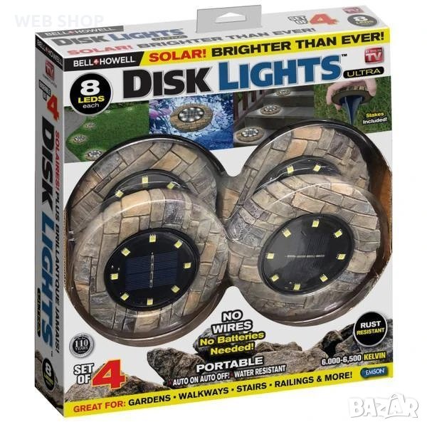 Градински Соларни Лампи Disk Lights, снимка 1