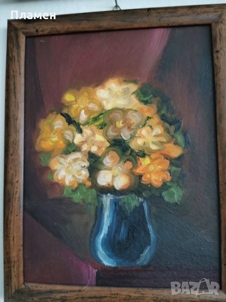 Картина масло върфу фазер цветя, снимка 1