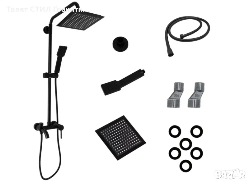 Черен душ за баня с чучур, душ колона Rome Black, снимка 1