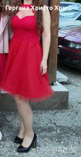 Официална червена рокля, снимка 1