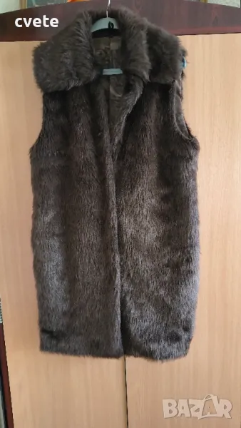 Дамски дълъг елек с косъм, снимка 1