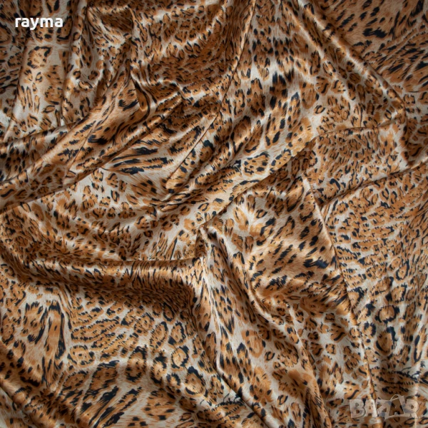 -40% Плат италиански дизайнерски еластичен сатен принт леопард, снимка 1