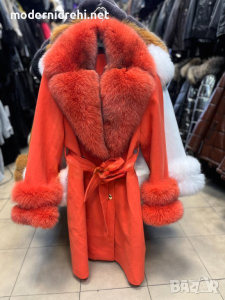 Дамско луксозно палто кашмир вълна и лисица код 281, снимка 1