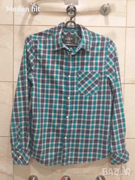H&M памучна карирана риза за момче, размер 146 см., снимка 1