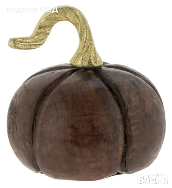 Декорация за маса, Дървена тиква. кафява, Ø11x11см, снимка 1